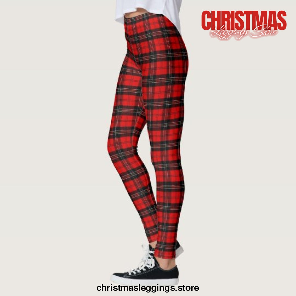 Black Plaid Tartan Yoga Christmas Holiday Christmas Leggings - Christmas Leggings Store CL0501