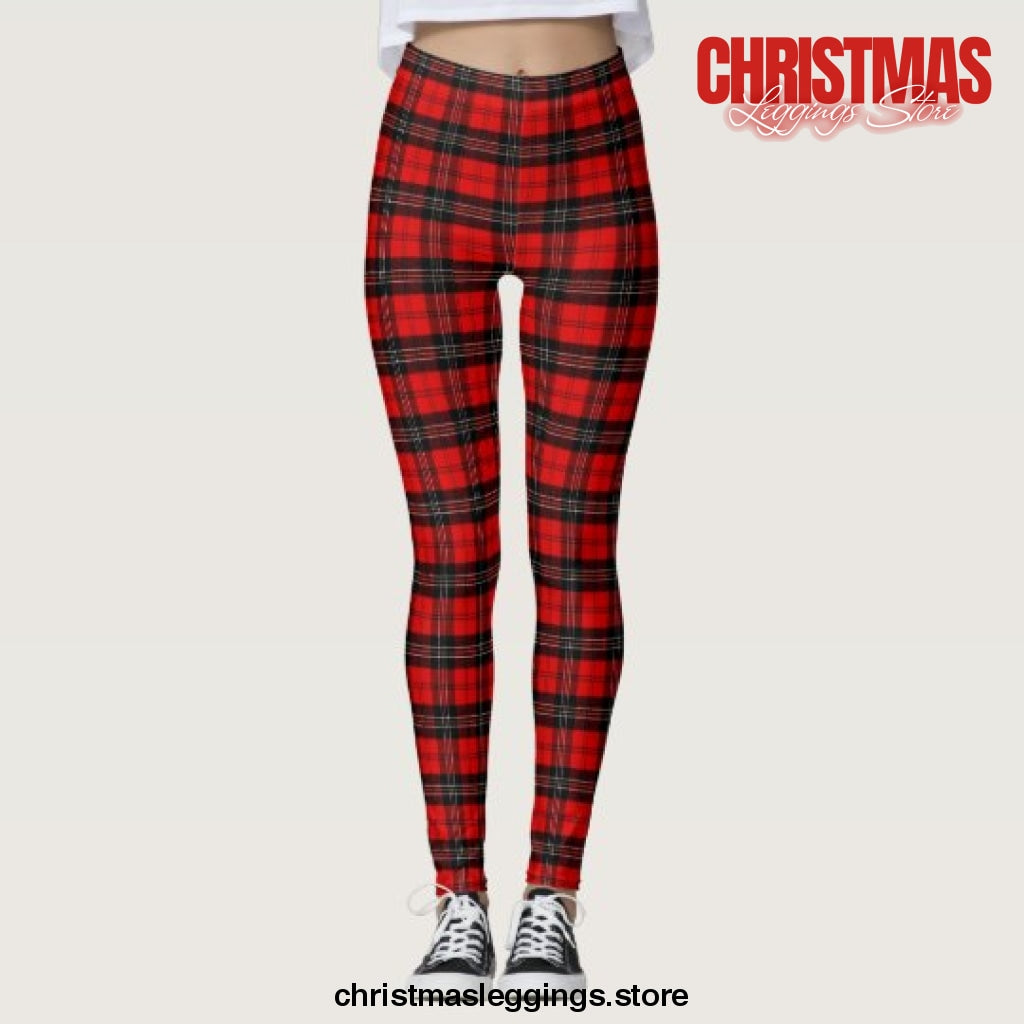 Black Plaid Tartan Yoga Christmas Holiday Christmas Leggings - Christmas Leggings Store CL0501