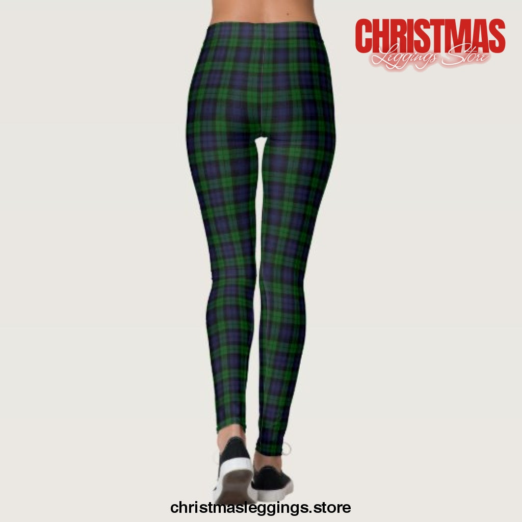 Black Watch Tartan Plaid Christmas Leggings - Christmas Leggings Store CL0501