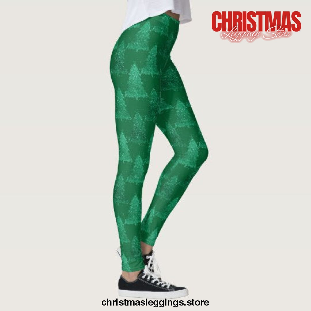 Bold Christmas Trees Gorgeous Kelly Green Christmas Leggings - Christmas Leggings Store CL0501