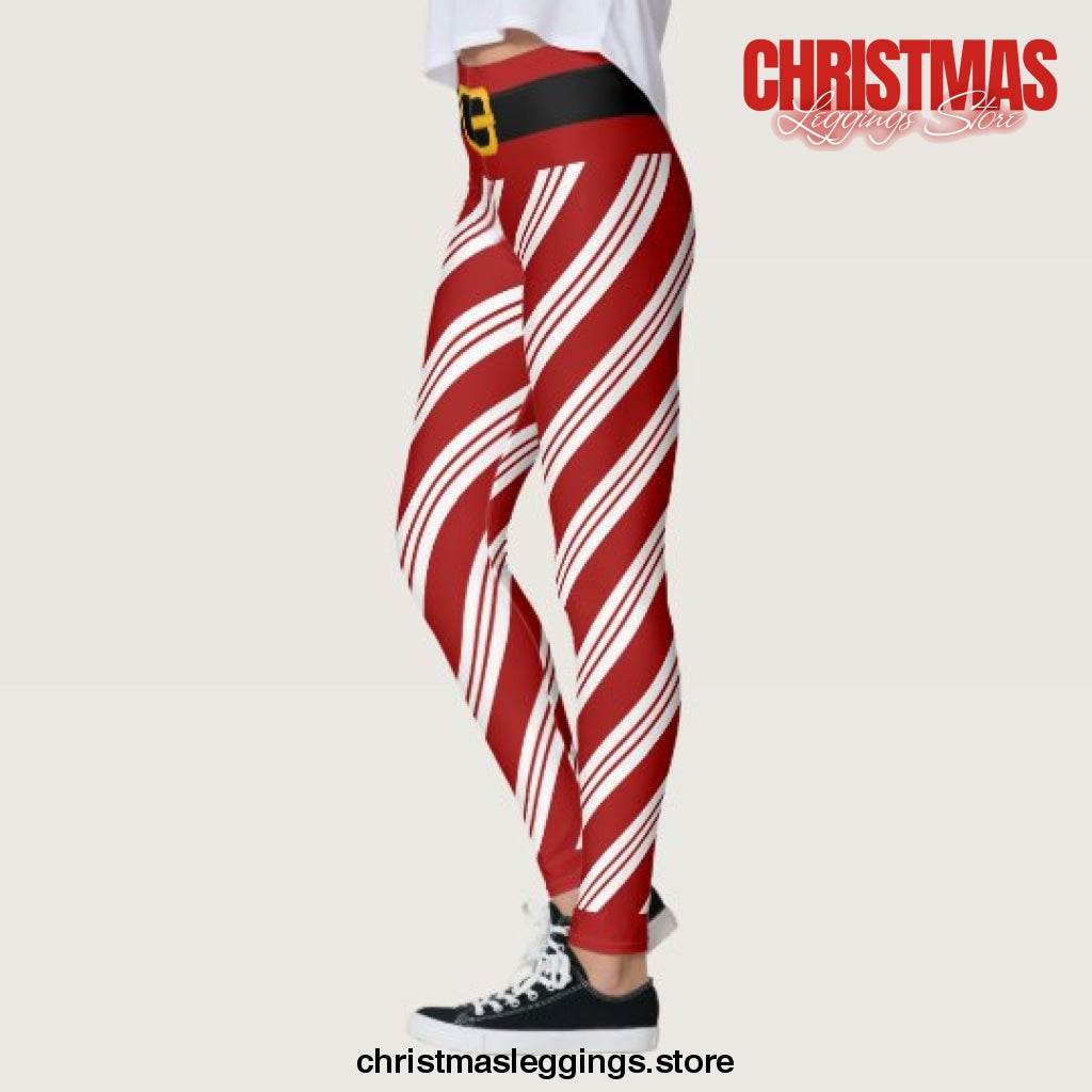 Candy Cane Stripes Christmas Leggings - Christmas Leggings Store CL0501