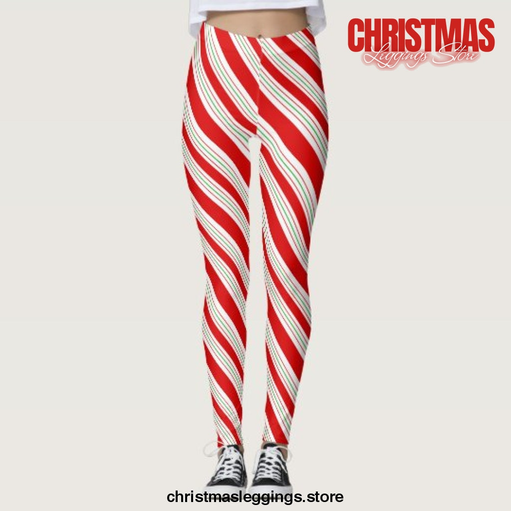 Candy Cane Stripes Christmas Leggings - Christmas Leggings Store CL0501
