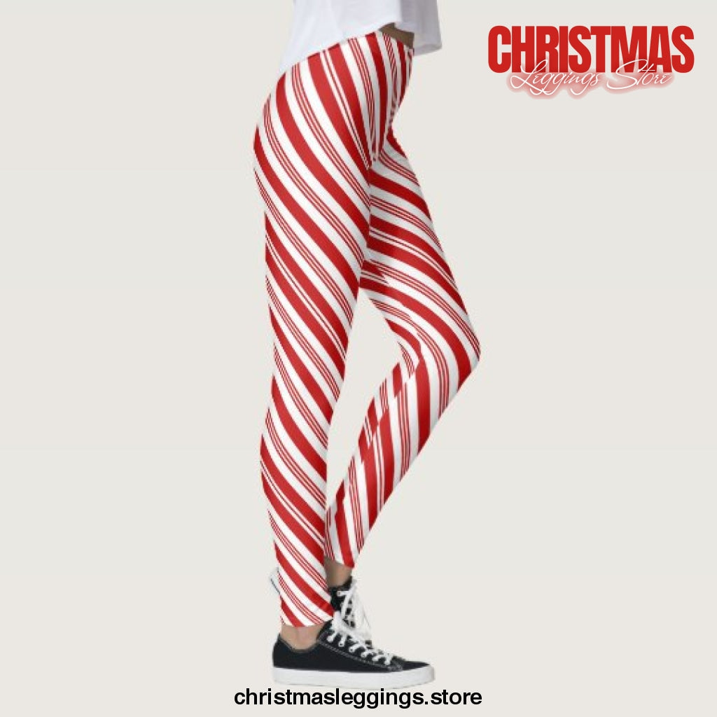 Candycane Christmas Leggings - Christmas Leggings Store CL0501