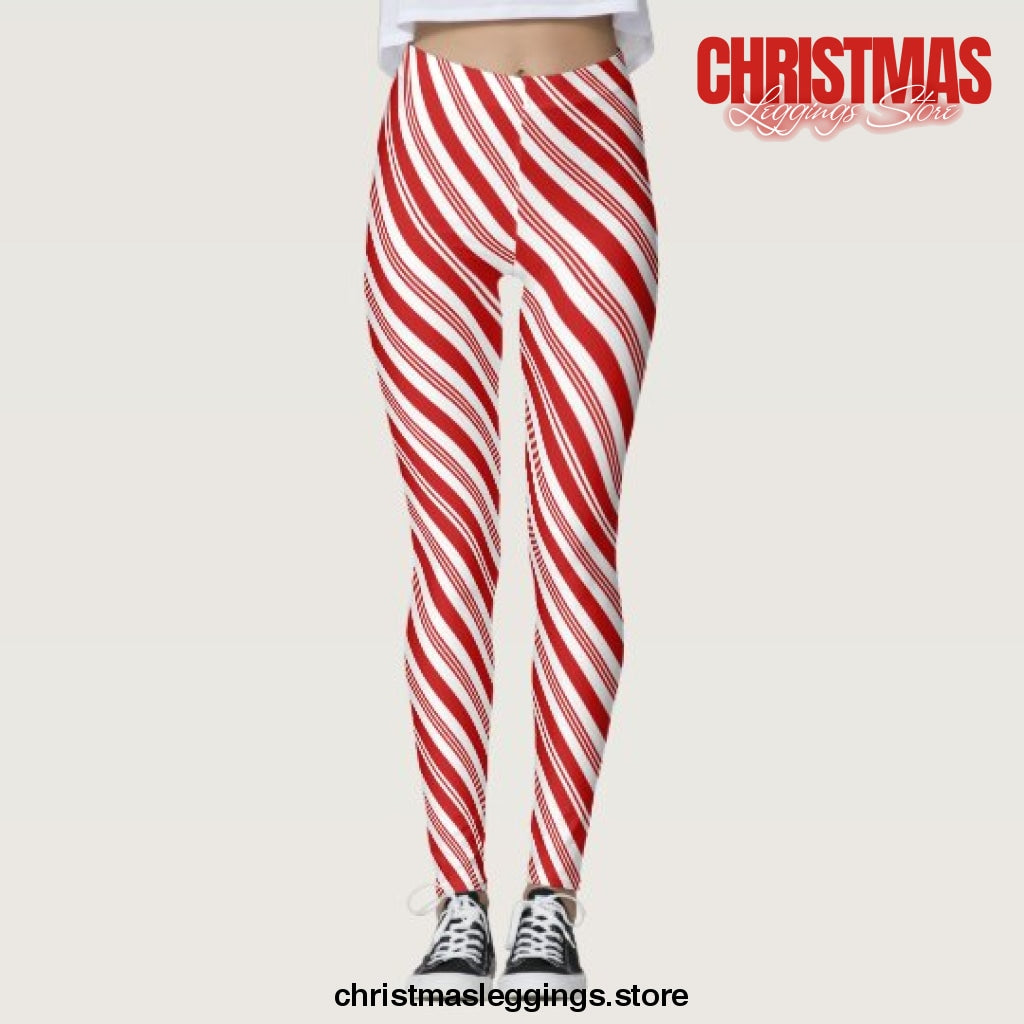 Candycane Christmas Leggings - Christmas Leggings Store CL0501