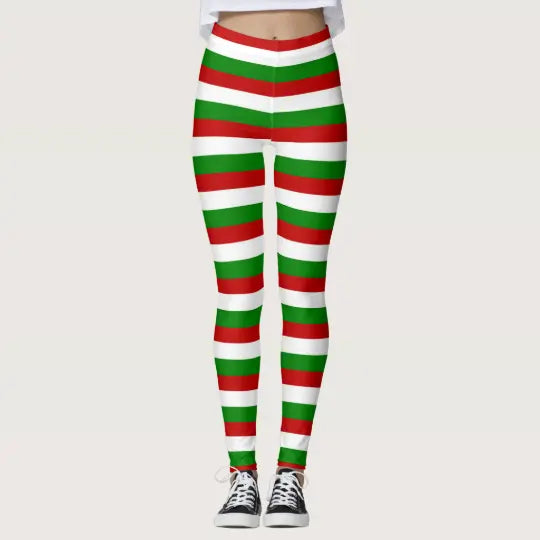 Christmas Stripes Christmas Leggings - Christmas Leggings Store CL0501
