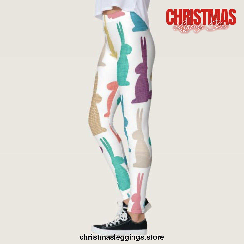 Easter Bunny Pattern Christmas Leggings - Christmas Leggings Store CL0501