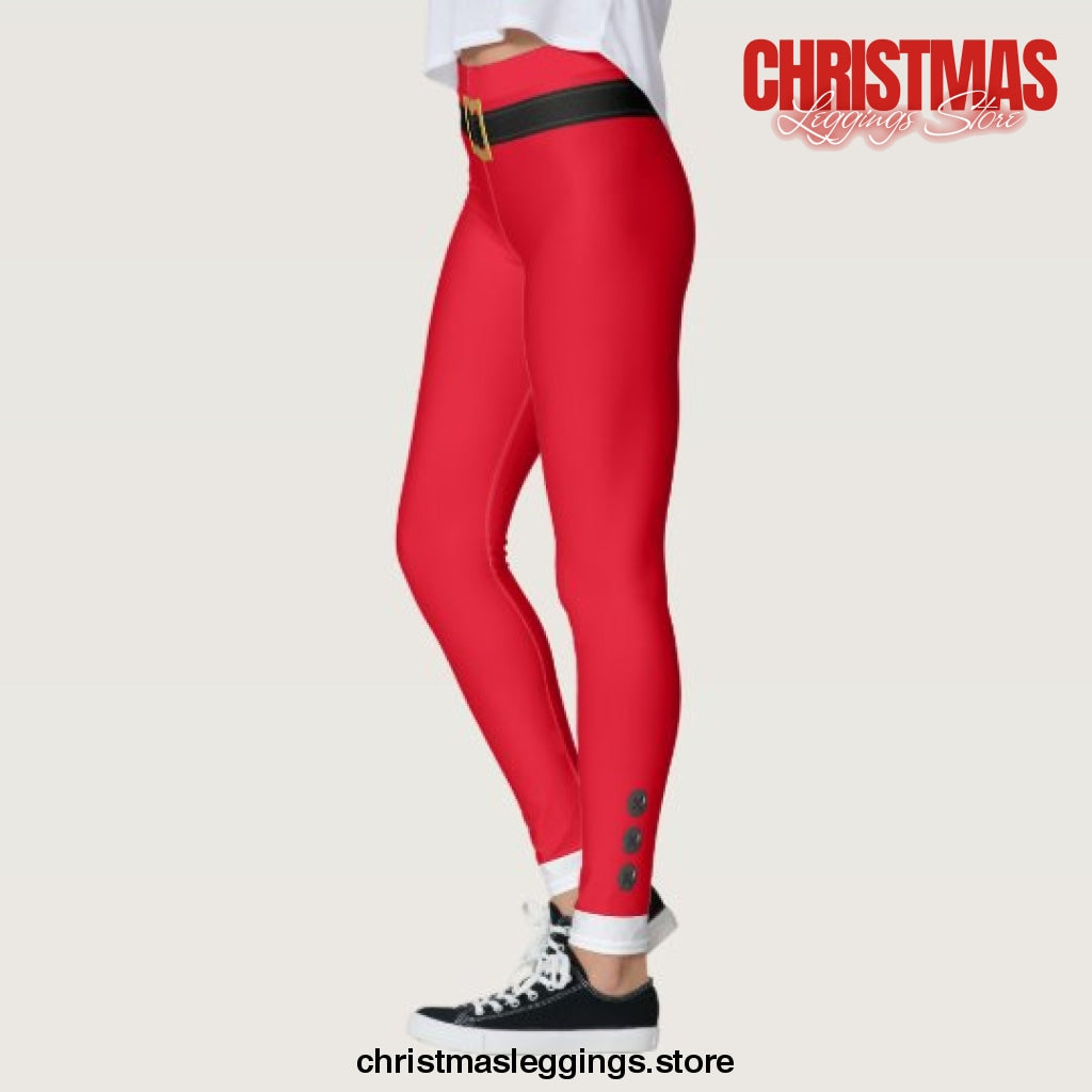Elf Leggings Funny Festive Red Christmas Leggings - Christmas Leggings Store CL0501
