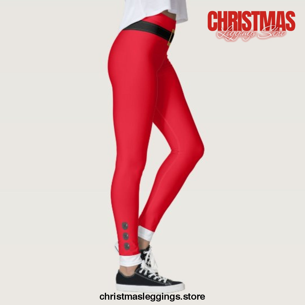 Elf Leggings Funny Festive Red Christmas Leggings - Christmas Leggings Store CL0501