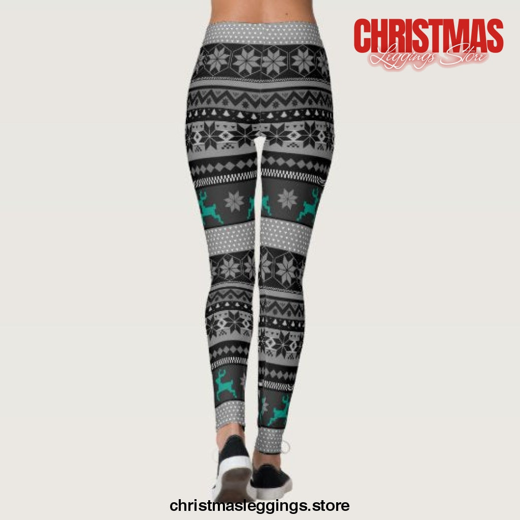 Fair Isle Reindeer Christmas Leggings - Christmas Leggings Store CL0501