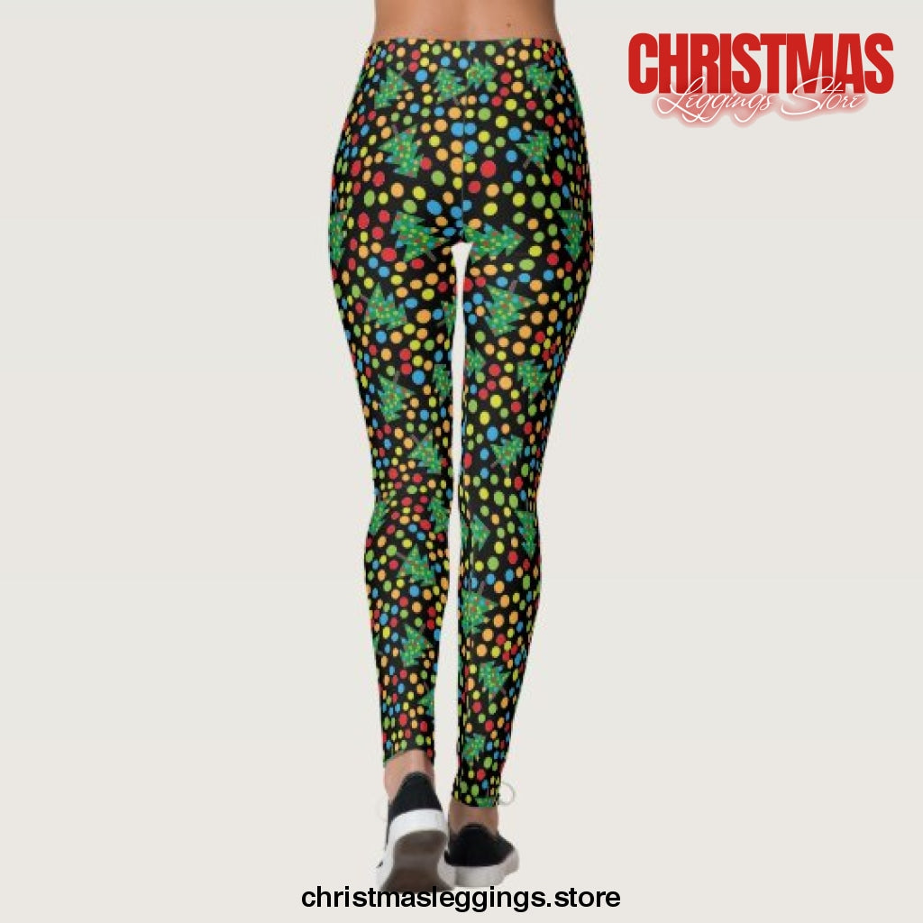 Funky Christmas Trees and Polka Dots Christmas Leggings - Christmas Leggings Store CL0501
