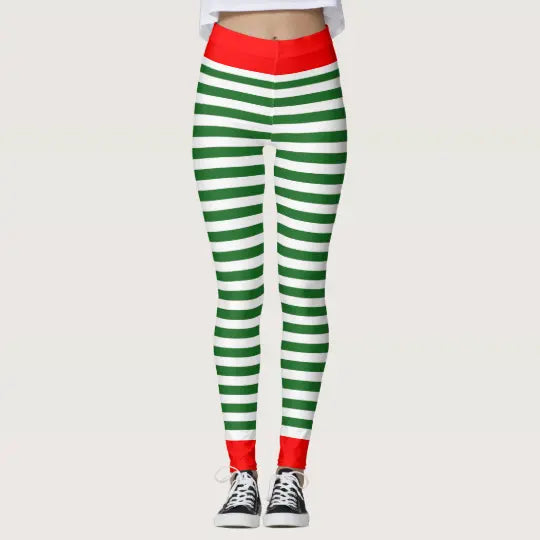 Elf Costume Pants Holiday Elf Christmas Leggings - Christmas Leggings Store CL0501