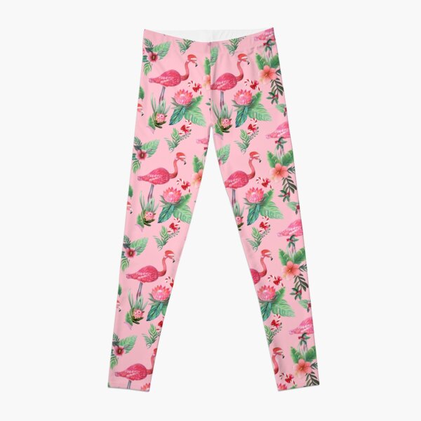 Christmas Flamingo Santa on Pink with candy canes / Tropical Christmas Leggings RB0501 product Offical christmas legging 2 Merch