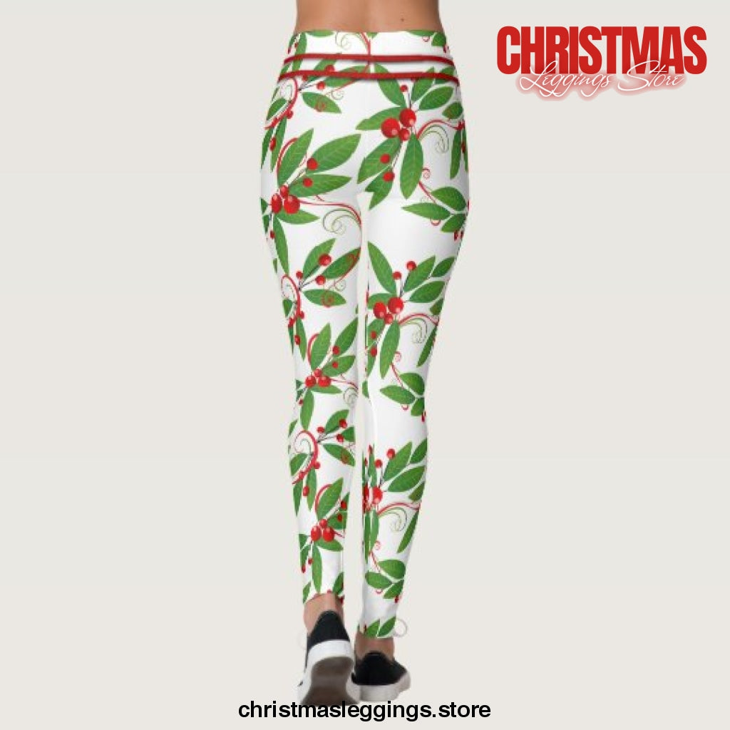 Merry Berry Bright Christmas Pattern Christmas Leggings - Christmas Leggings Store CL0501
