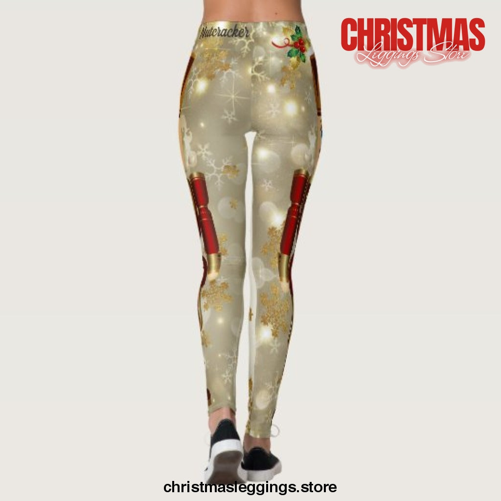 Nutcracker Gold Snow Christmas Leggings - Christmas Leggings Store CL0501