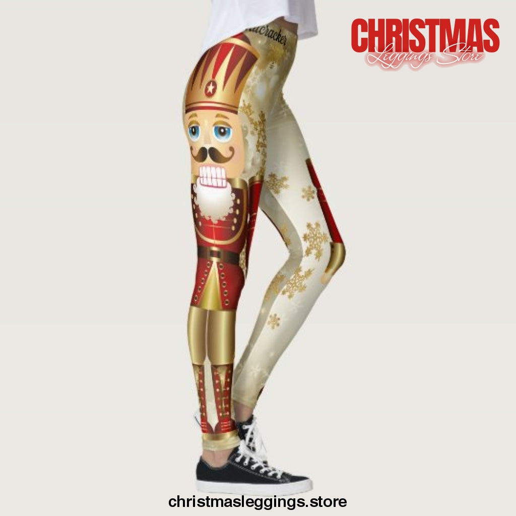 Nutcracker Gold Snow Christmas Leggings - Christmas Leggings Store CL0501