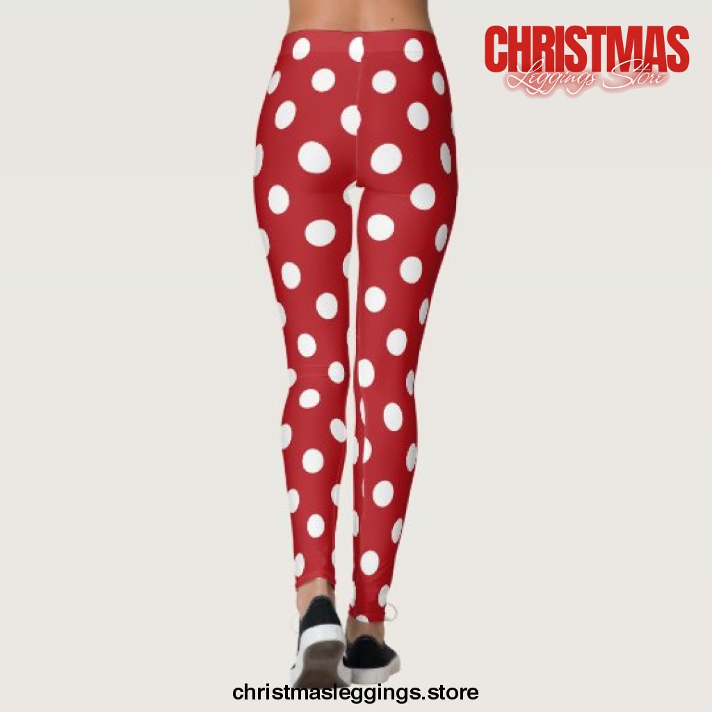 Red and White Polka Dot Christmas Leggings - Christmas Leggings Store CL0501