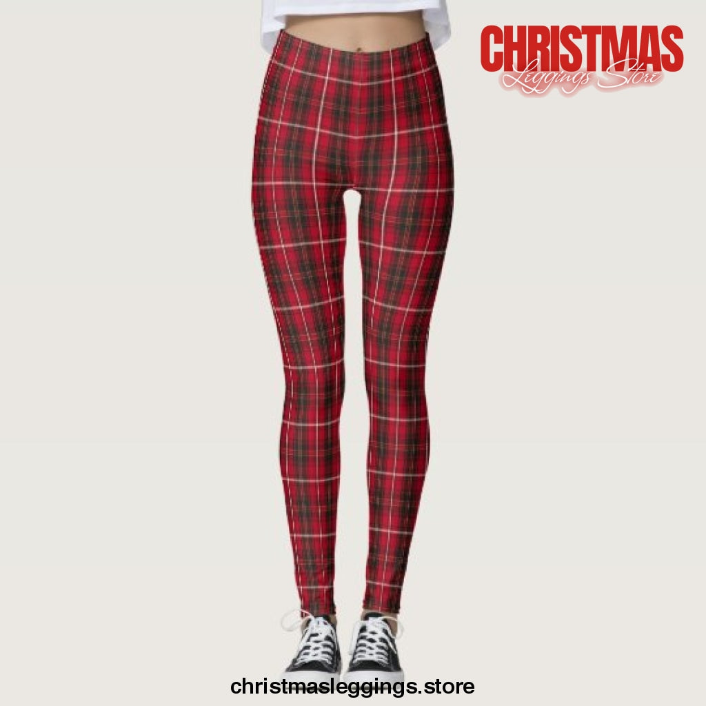 Red Plaid Tartan Yoga Holiday Christmas Leggings - Christmas Leggings Store CL0501