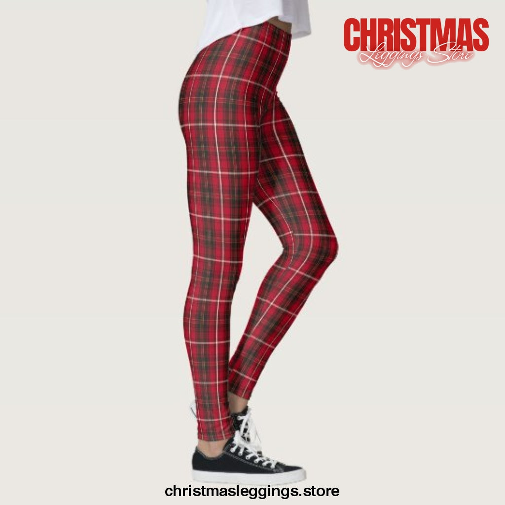 Red Plaid Tartan Yoga Holiday Christmas Leggings - Christmas Leggings Store CL0501