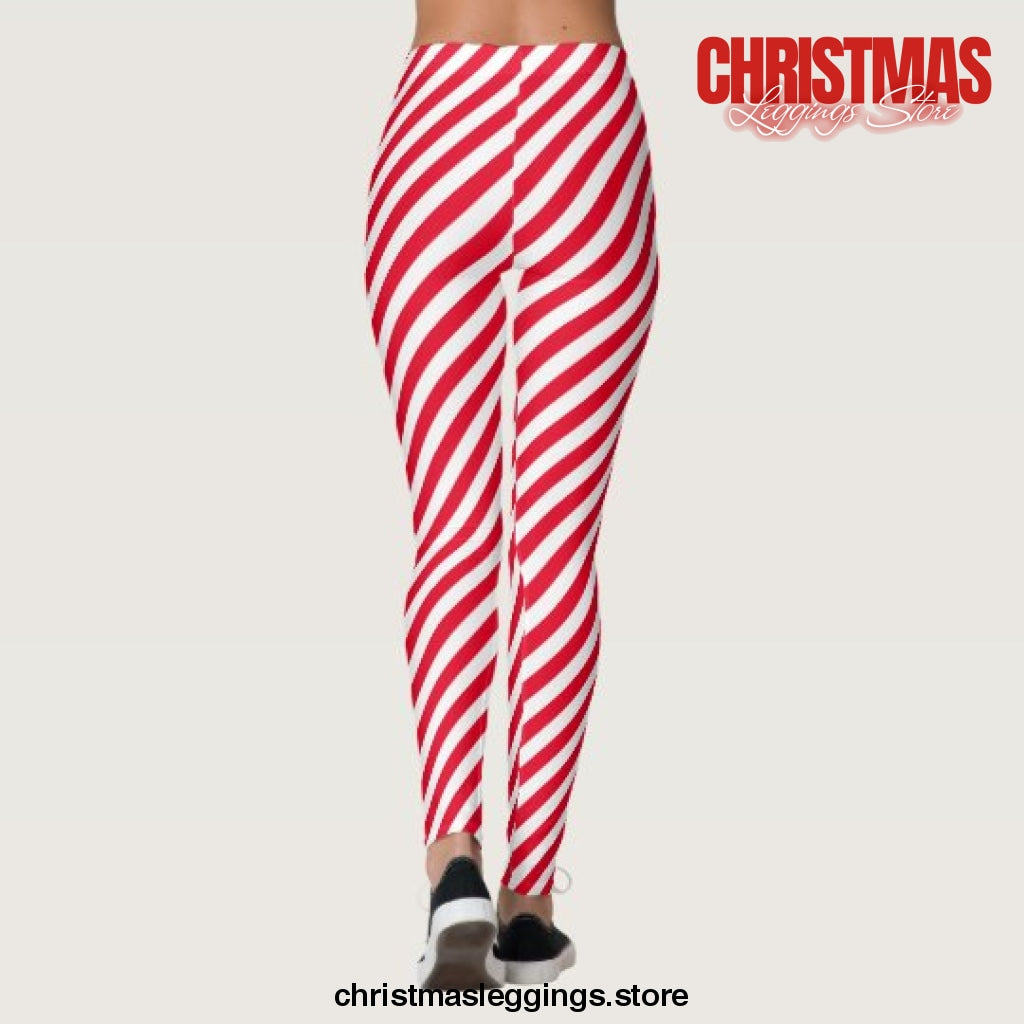 Red Stripes Elf Costume Christmas Legging - Christmas Leggings Store CL0501