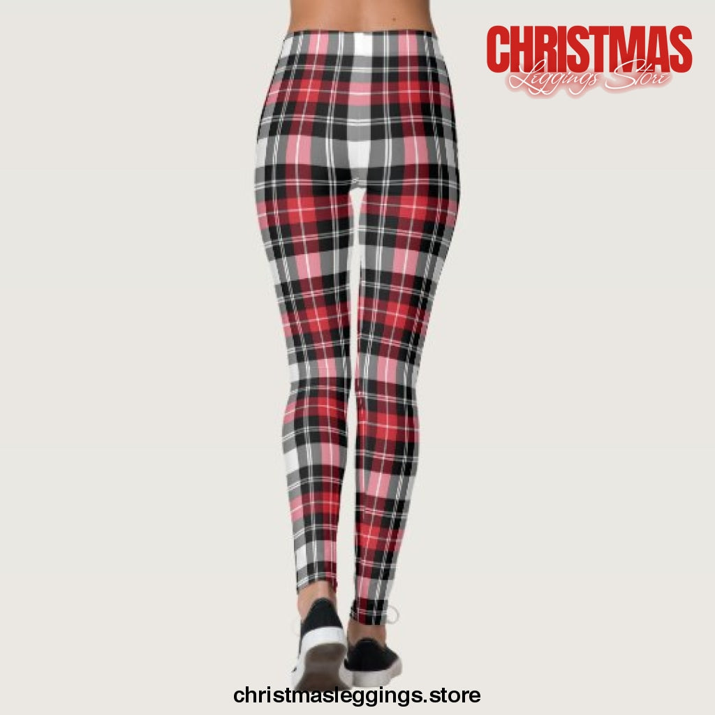 Red White Black Plaid Holiday Christmas Leggings - Christmas Leggings Store CL0501