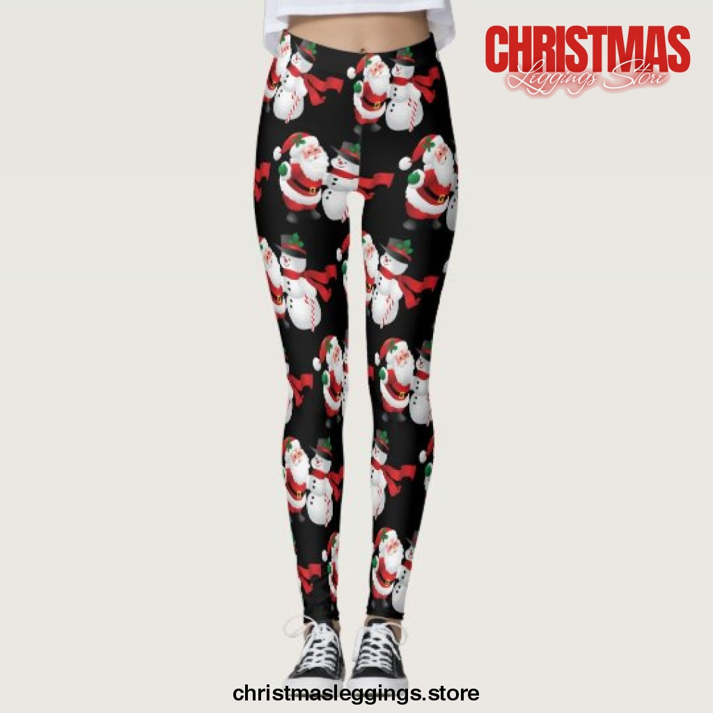 Santa Claus Snowman Women's Christmas Leggings - Christmas Leggings Store CL0501
