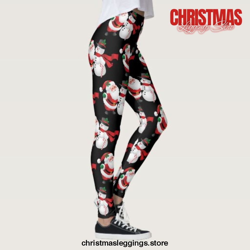 Santa Claus Snowman Women's Christmas Leggings - Christmas Leggings Store CL0501