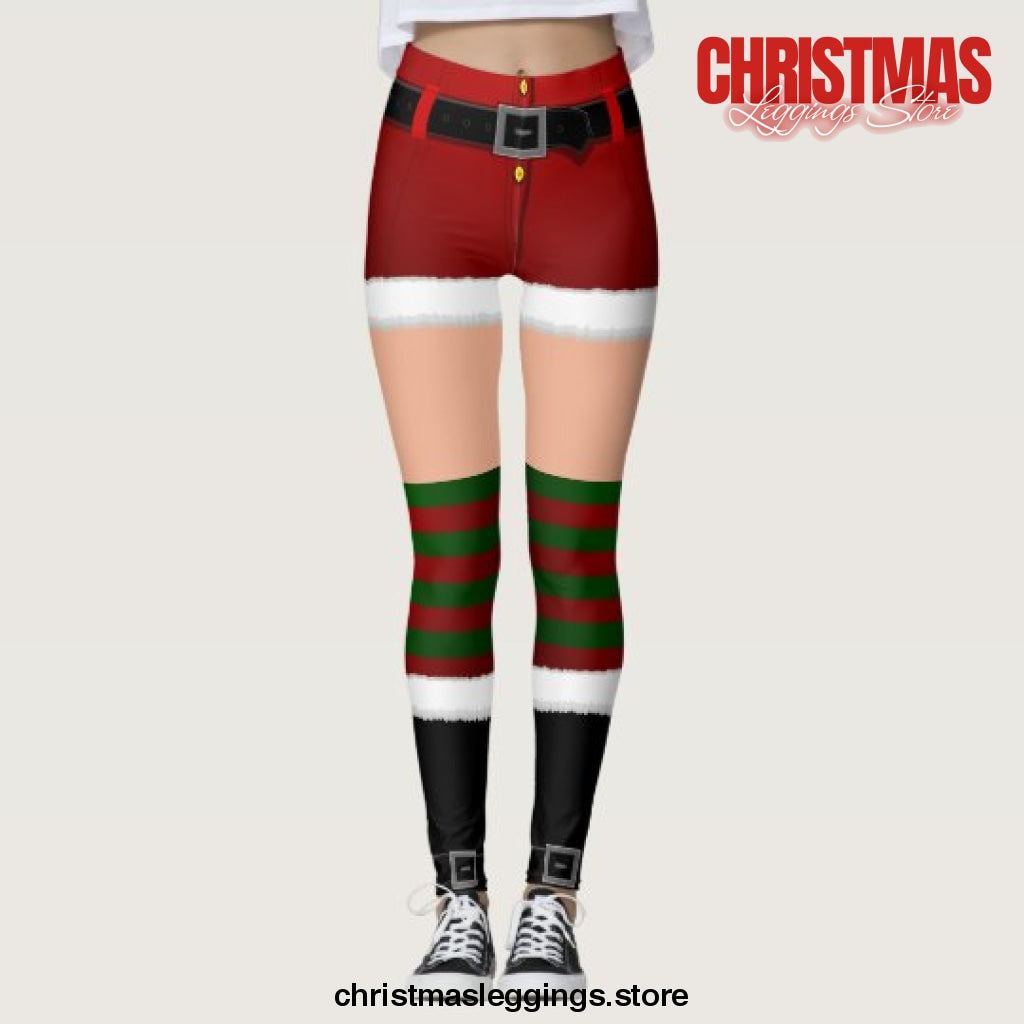 Santa Funny Christmas Costume Christmas Leggings - Christmas Leggings Store CL0501