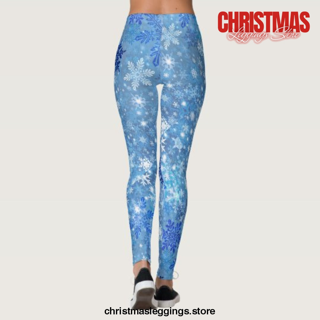 Snowflakes All-Over Print Christmas Leggings - Christmas Leggings Store CL0501