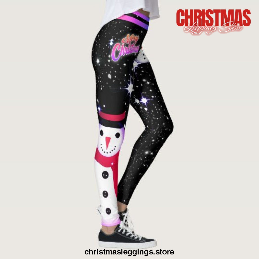 Snowman and Snowflakes Christmas Leggings - Christmas Leggings Store CL0501