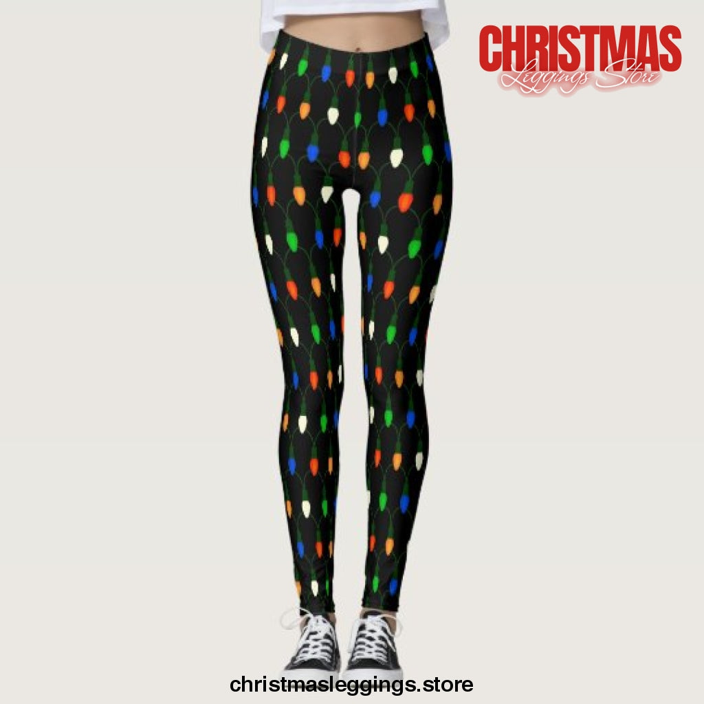 Vintage Colored Christmas Lights Novelty Holiday Christmas Leggings - Christmas Leggings Store CL0501