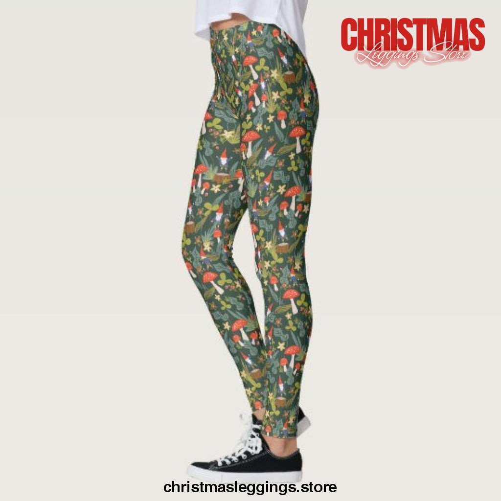 Woodland Gnomes Christmas Leggings - Christmas Leggings Store CL0501