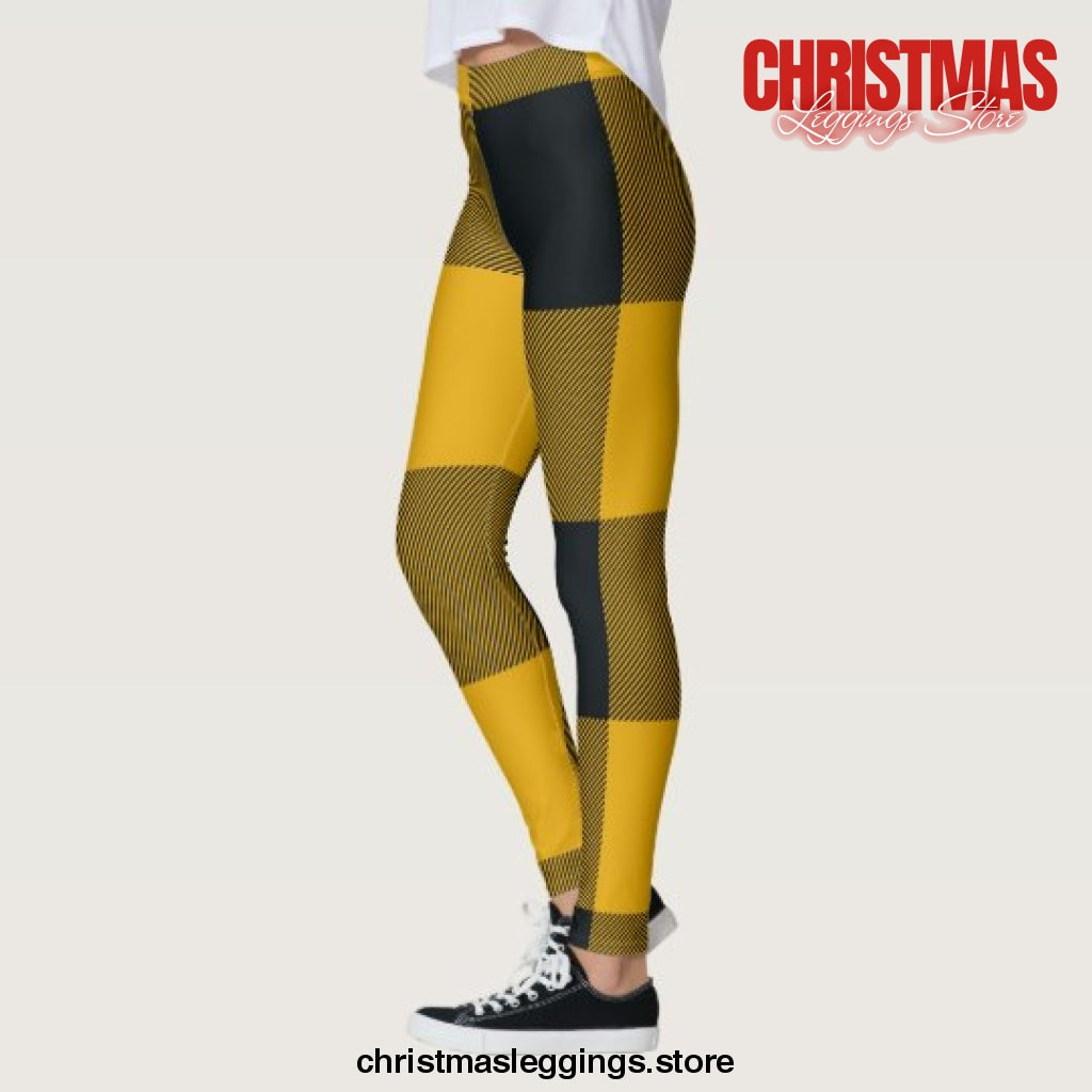 Yellow Black Christmas Leggings - Christmas Leggings Store CL0501
